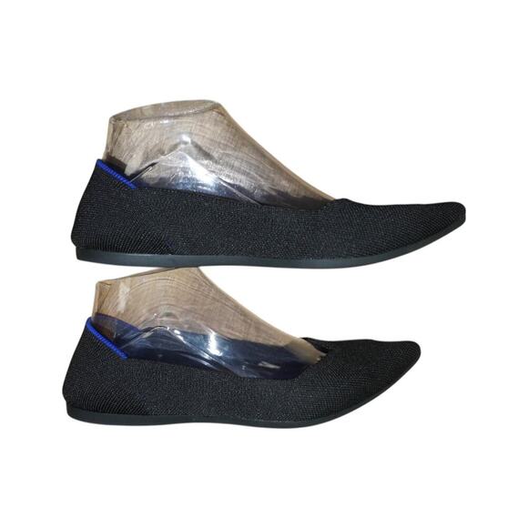 Rothy’s The Point Black Knit Flats Women’s Size 7.5 Blue Trim Sustainable - Picture 6 of 10